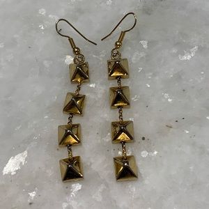 Gold Pyramid Drop Earrings